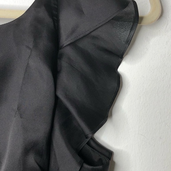 Keepsake Falling For You Silk Ruffle Trim Sides Pleated Short Romper Black Small - Picture 8 of 16